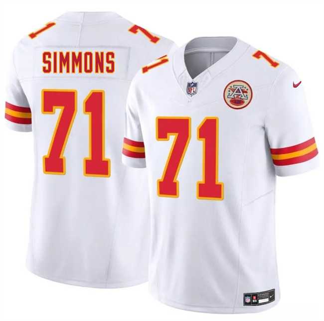 Men & Women & Youth Kansas City Chiefs #71 Josh Simmons White 2025 Draft F.U.S.E. Vapor Untouchable Limited Stitched Jersey